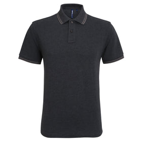 Polo tipped - AQ011 polo homme : minimum 5 pièces Asquith & Fox Heather noir/ charcoal S 