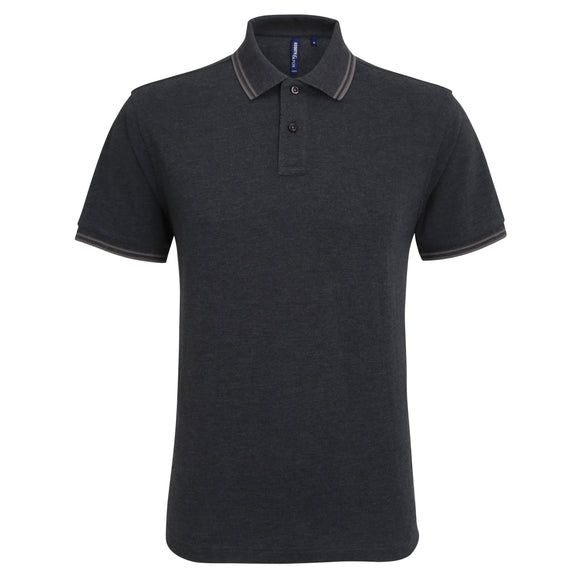 Polo tipped - AQ011 polo homme : minimum 5 pièces Asquith & Fox Heather noir/ charcoal S 