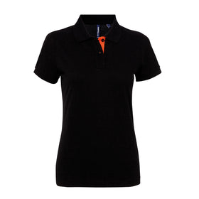 Polo contrasté -AQ022 Polo femme :minimum 5 pièces Asquith & Fox Black /orange S 