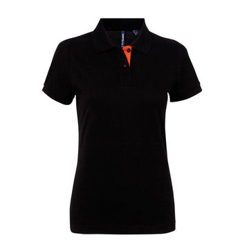 Polo contrasté -AQ022 Polo femme :minimum 5 pièces Asquith & Fox Black /orange S 