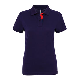 Polo contrasté -AQ022 Polo femme :minimum 5 pièces Asquith & Fox Marine/rouge S 