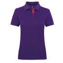 Polo contrasté -AQ022 Polo femme :minimum 5 pièces Asquith & Fox Violet /Rouge S 