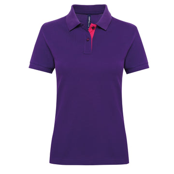Polo contrasté -AQ022 Polo femme :minimum 5 pièces Asquith & Fox Violet /Rouge S 