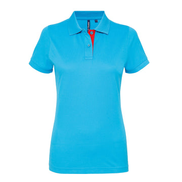 Polo contrasté -AQ022 Polo femme :minimum 5 pièces Asquith & Fox Turquoise/rouge S 