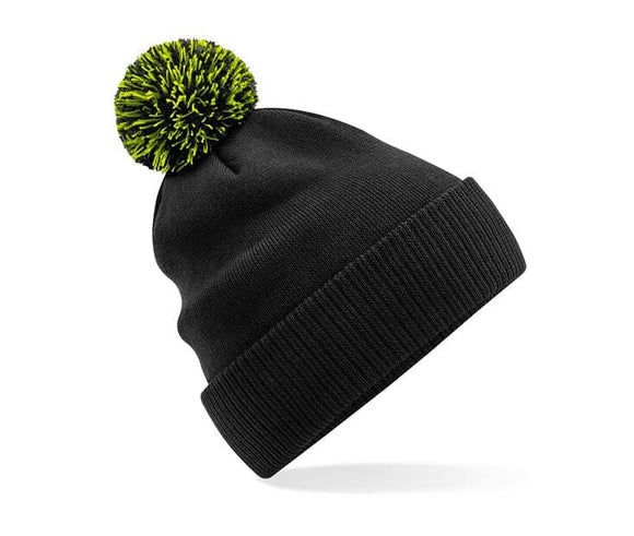Bonnet Snowstar® bi-color -B450 Bonnet adulte : minimum 20 pièces Beechfield Noir/lime vert 