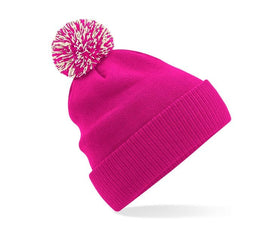 Bonnet Snowstar® bi-color -B450 Bonnet adulte : minimum 20 pièces Beechfield Fuchsia/off blanc 