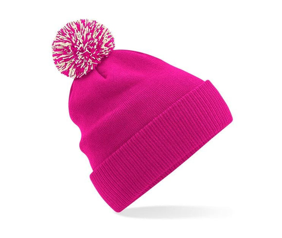 Bonnet Snowstar® bi-color -B450 Bonnet adulte : minimum 20 pièces Beechfield Fuchsia/off blanc 