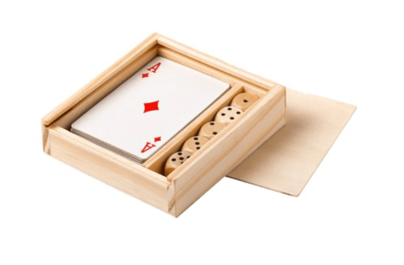 Coffret carte à jouer et dés en bois Jeux et loisir : minimum 20 pièces OP 