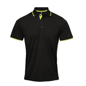 Polo coolchecker contrasté - PR618 polo homme : minimum 5 pièces premier Noir/ citron S 