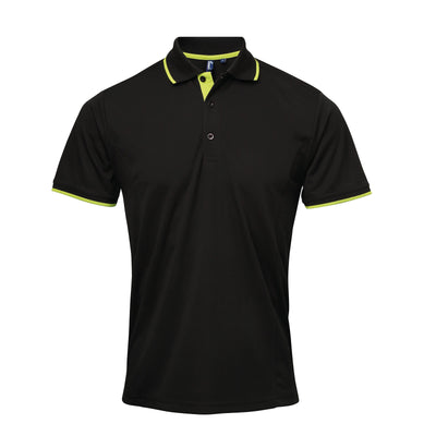 Polo coolchecker contrasté - PR618 polo homme : minimum 5 pièces premier Noir/ citron S 