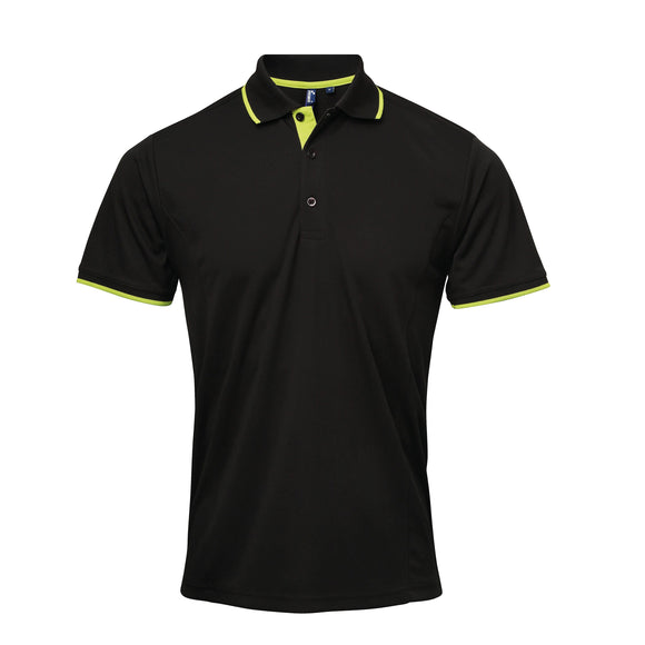 Polo coolchecker contrasté - PR618 polo homme : minimum 5 pièces premier Noir/ citron S 