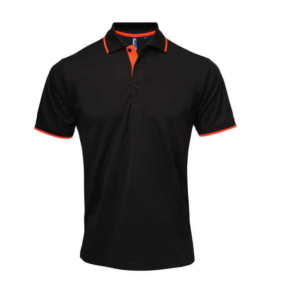 Polo coolchecker contrasté - PR618 polo homme : minimum 5 pièces premier Noir/orange S 
