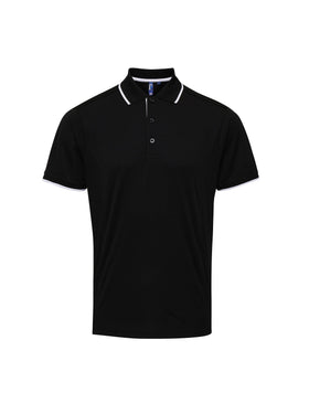 Polo coolchecker contrasté - PR618 polo homme : minimum 5 pièces premier Noir/blanc S 