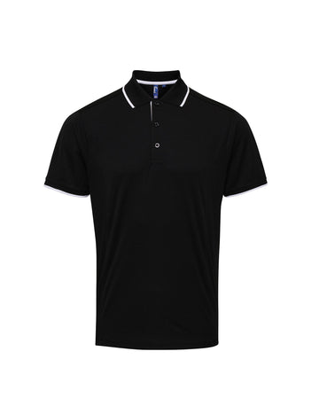 Polo coolchecker contrasté - PR618 polo homme : minimum 5 pièces premier Noir/blanc S 