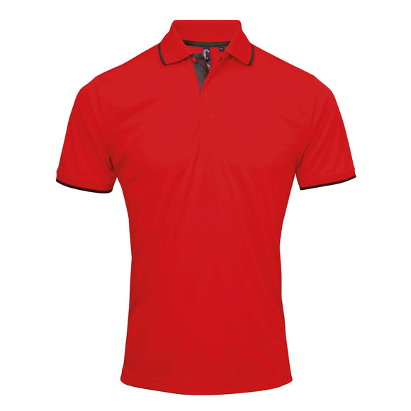 Polo coolchecker contrasté - PR618 polo homme : minimum 5 pièces premier Rouge/noir S 