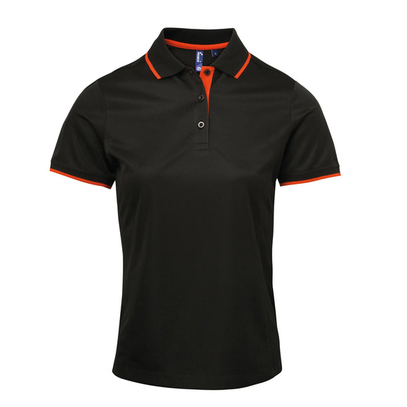 Polo coolchecker contrasté - PR619 polo femme:minimum 5 pièces premier Noir/orange S 