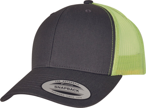 Casquette trucker bi-color - FL6606 Casquette adulte : minimum 5 pièces Flexfit Gris/neon vert 