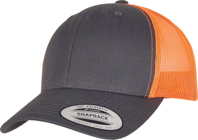 Casquette trucker bi-color - FL6606 Casquette adulte : minimum 5 pièces Flexfit Gris/neon orange 