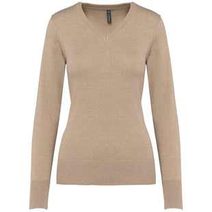 Pull col V golf team - K966 pull femme: minimum 5 pièces Kariban Beige XS 