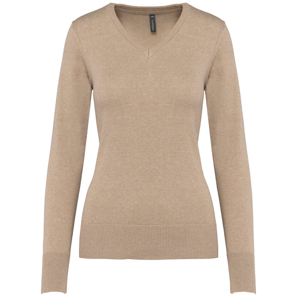 Pull col V golf team - K966 pull femme: minimum 5 pièces Kariban Beige XS 