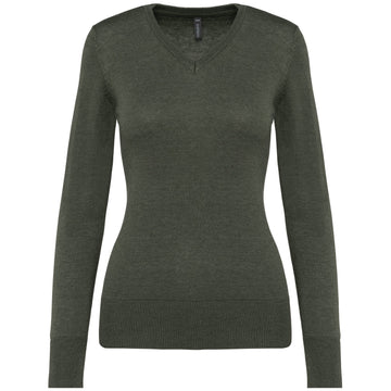 Pull col V golf team - K966 pull femme: minimum 5 pièces Kariban Green marble XS 