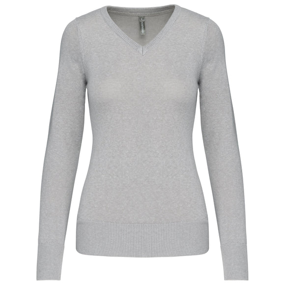 Pull col V golf team - K966 pull femme: minimum 5 pièces Kariban Gris mélangé XS 