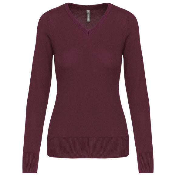 Pull col V golf team - K966 pull femme: minimum 5 pièces Kariban Wine XS 
