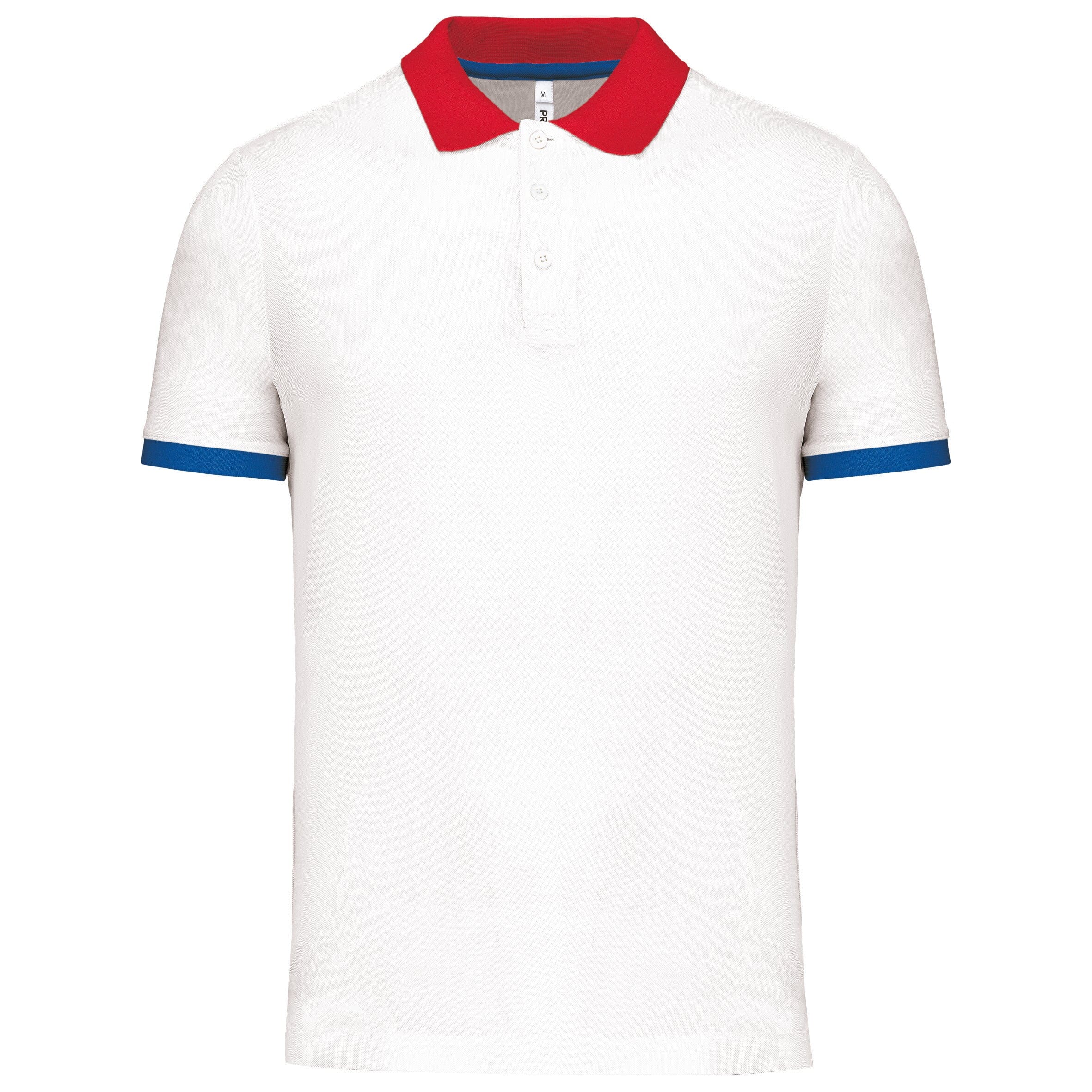 Polo technique coolplus -PA489 polo homme Pro act Blanc / bleu / rouge S 