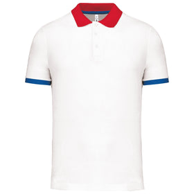 Polo technique coolplus -PA489 polo homme Pro act Blanc / bleu / rouge S 