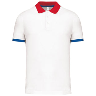 Polo technique coolplus -PA489 polo homme Pro act Blanc / bleu / rouge S 