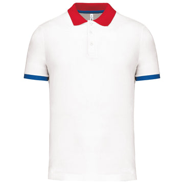 Polo technique coolplus -PA489 polo homme Pro act Blanc / bleu / rouge S 