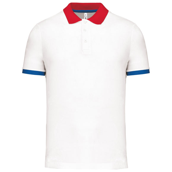 Polo technique coolplus -PA489 polo homme Pro act Blanc / bleu / rouge S 