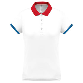 Polo personnalisé technique performance golf -PA490 polo femme: minimum 5 pièces Pro act Blanc / bleu / rouge XS 