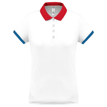 Polo personnalisé technique performance golf -PA490 polo femme: minimum 5 pièces Pro act Blanc / bleu / rouge XS 