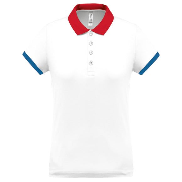 Polo personnalisé technique performance golf -PA490 polo femme: minimum 5 pièces Pro act Blanc / bleu / rouge XS 