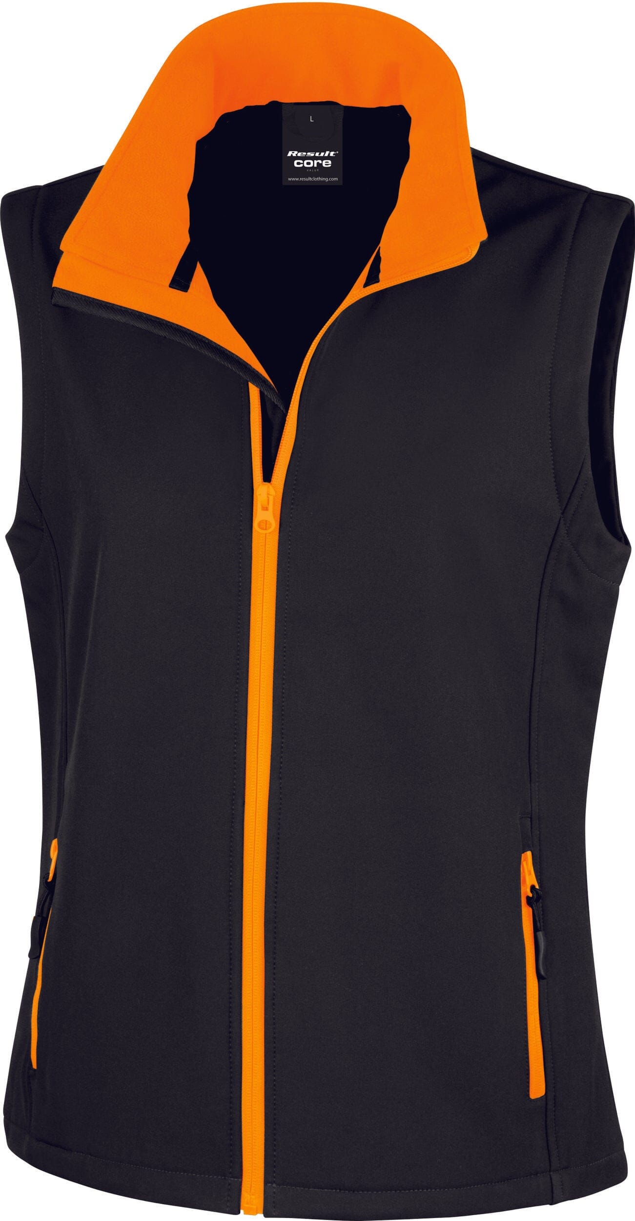 Bodywarmer Softshell - R232F Veste femme: minimum 5 pièces Result Noir/ orange XS 