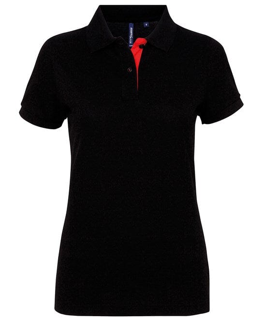 Polo contrasté -AQ022 Polo femme :minimum 5 pièces Asquith & Fox Black/red S 