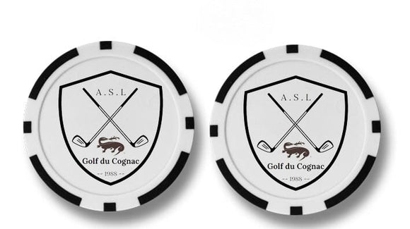 Marque balle poker marque balle: minimum 100 pièces Biogolftee Noir Recto 