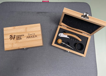 Set à vin avec coffret bambou Cuisine et apéro: minimum 20 pièces OP 