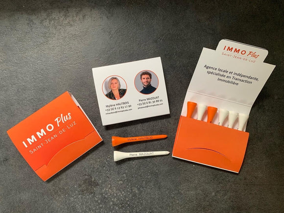 Pochette d'allumette + tee biodégradable tee de golf: minimum 100 pièces Biogolftee 