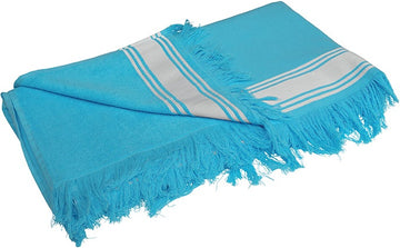 Serviette Fouta K128 linge de maison: 2 pièces minimum Kariban Turquoise/blanc 