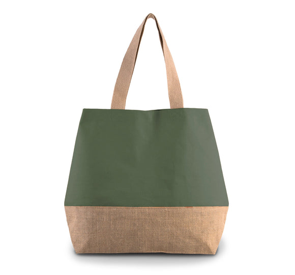 Sac shopping en toiles de coton et de jute-KI0235 Kimood Dusty Light Green 