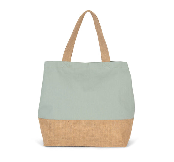 Sac shopping en toiles de coton et de jute-KI0235 Kimood Sauge 