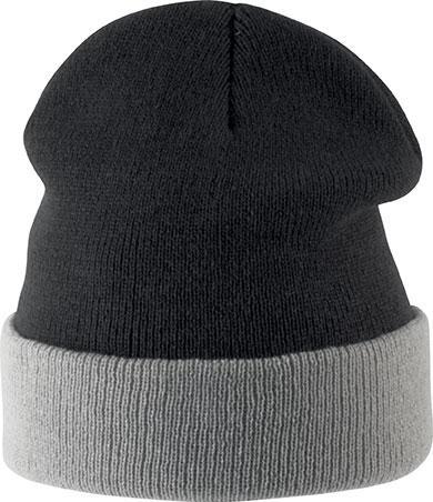 Bonnet personnalisé bi color avec revers KP-522 bonnet junior K-up noir/gris 