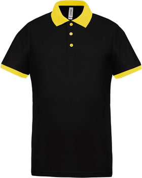 Polo personnalisé technique performance golf -PA489 polo homme Pro act noir/jaune S 