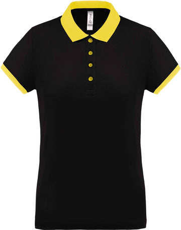 Polo personnalisé technique performance golf -PA490 polo femme Pro act noir/jaune XS 