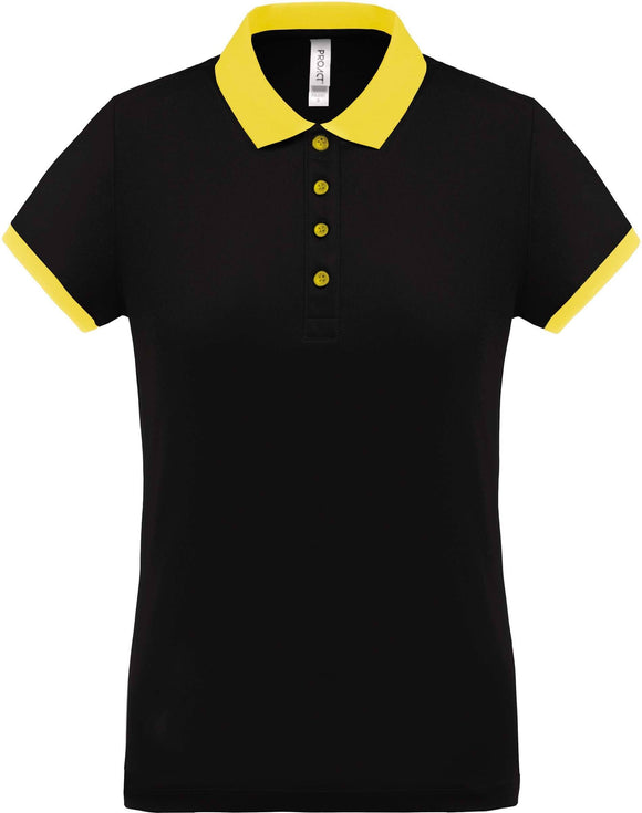 Polo personnalisé technique performance golf -PA490 polo femme Pro act noir/jaune XS 