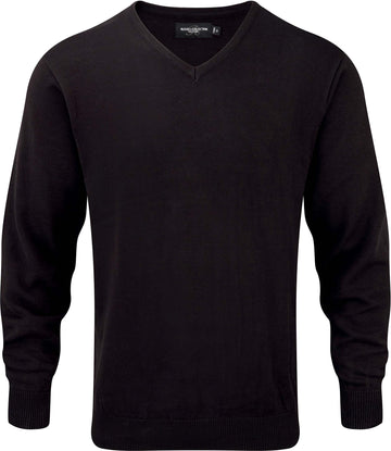 Pullover personnalisé col V-RU710M pull 1/4 zips Russel noir S 