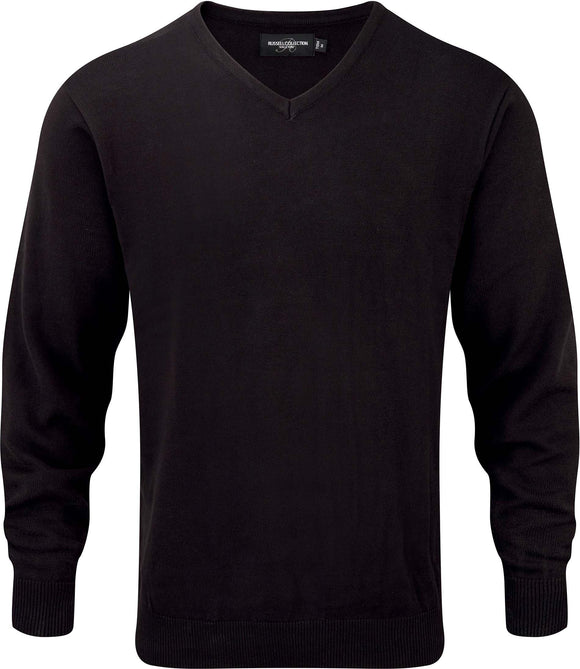 Pullover personnalisé col V-RU710M pull 1/4 zips Russel noir S 