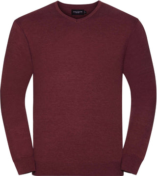 Pullover personnalisé col V-RU710M pull 1/4 zips Russel Cranberry S 